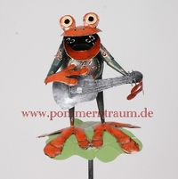 Gartenstecker Frosch mit Gitarre