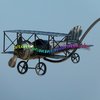 Windspiel Metall - Gartenpendel - Flugzeug Doppeldecker silberfarben