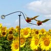 Windspiel Garten-Pendel Garten-Dekoration ❤ verliebte bunte Vögel ❤ mit Glaskugel