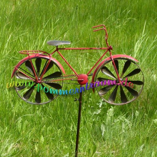 Windspiel | Windrad Metall | Gartendeko | rotes Fahrrad - Herrenrad