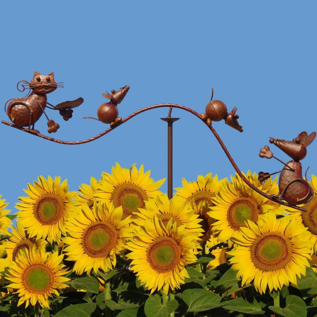 Windspiel Metall | Gartenpendel | Gartenstecker ❤ verrückte Katze Tom + Mäusefamilie  ❤ Jerry