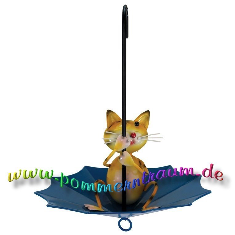 Vogelfutterstelle - Vogeltränke - Vogelbad aus Metall ❤ Schirm mit Katze ❤