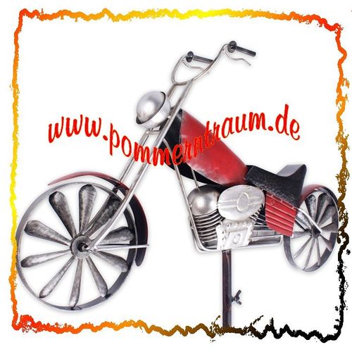 Windspiel | Windrad aus Metall | rotes Motorrad | Chopper Harley
