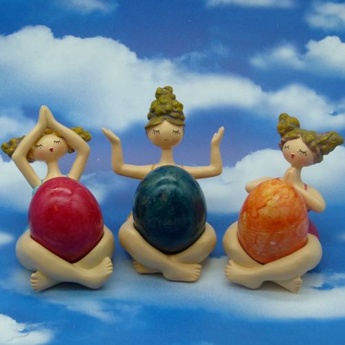 3-er SET lustige Eierbecher mollige Yogafiguren Yogaladies Yogafrauen Yogadamen