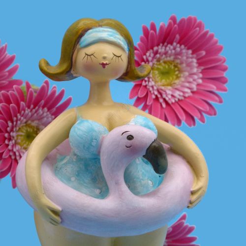 dicke Lady mit Flamingo ❤ Hommage an Niki de Saint Phalle ❤ Deko-Figur