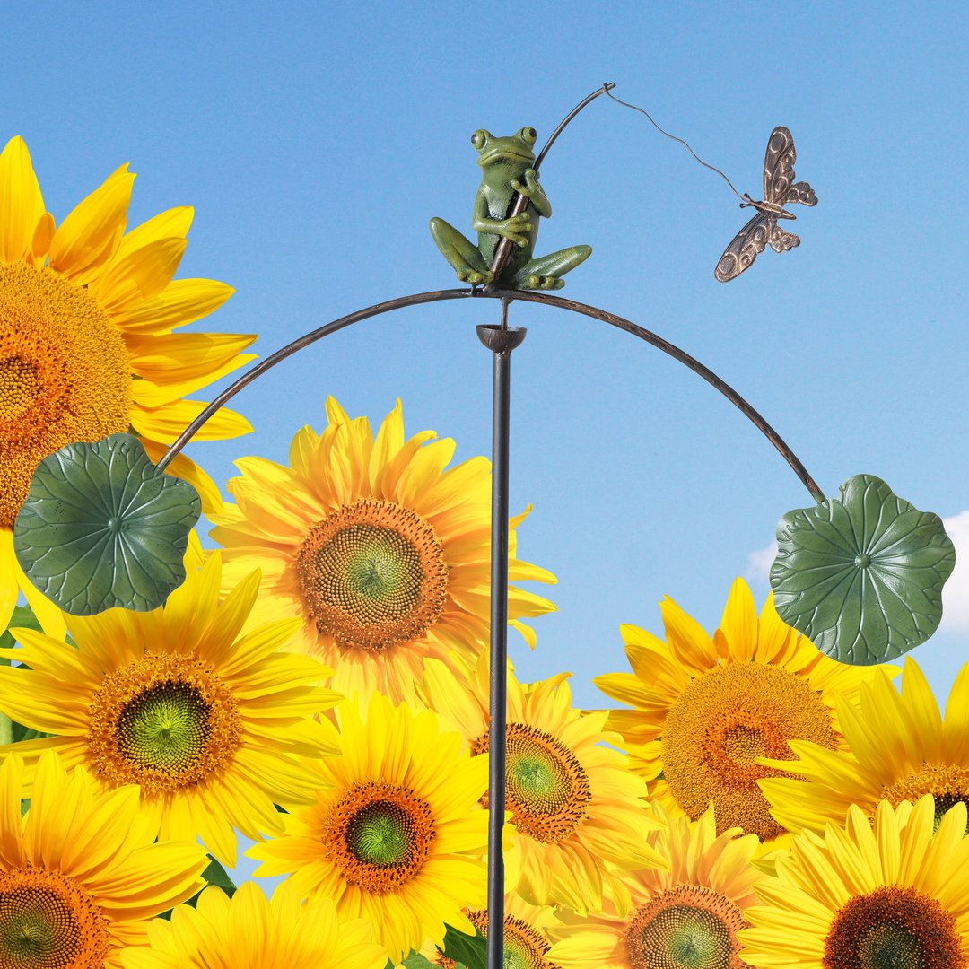 Windspiel | Metall | Gartenpendel | Gartenstecker | Mobile ❤ Frosch fängt Schmetterling ❤