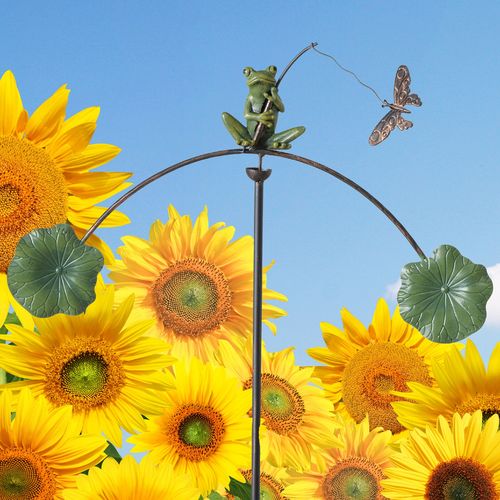 Windspiel | Metall | Gartenpendel | Gartenstecker | Mobile ❤ Frosch fängt Schmetterling ❤