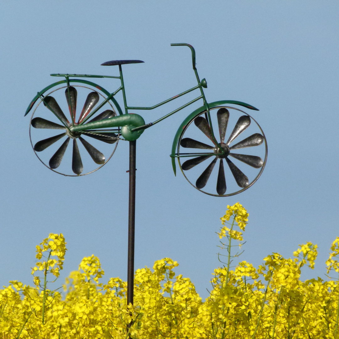 Windspiel | Windrad aus Metall | grünes Fahrrad - Damenrad - Damenfahrrad