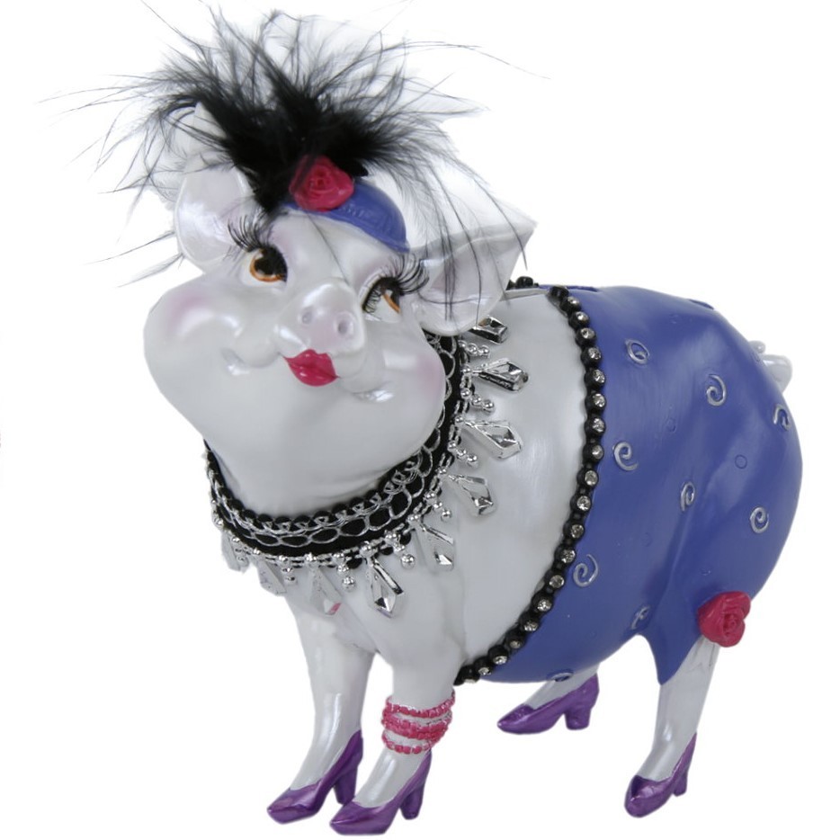 Sparschwein Lady Piggy blau 17 cm Spardose Spardosen Sparbüchse Sparen Sparkasse 