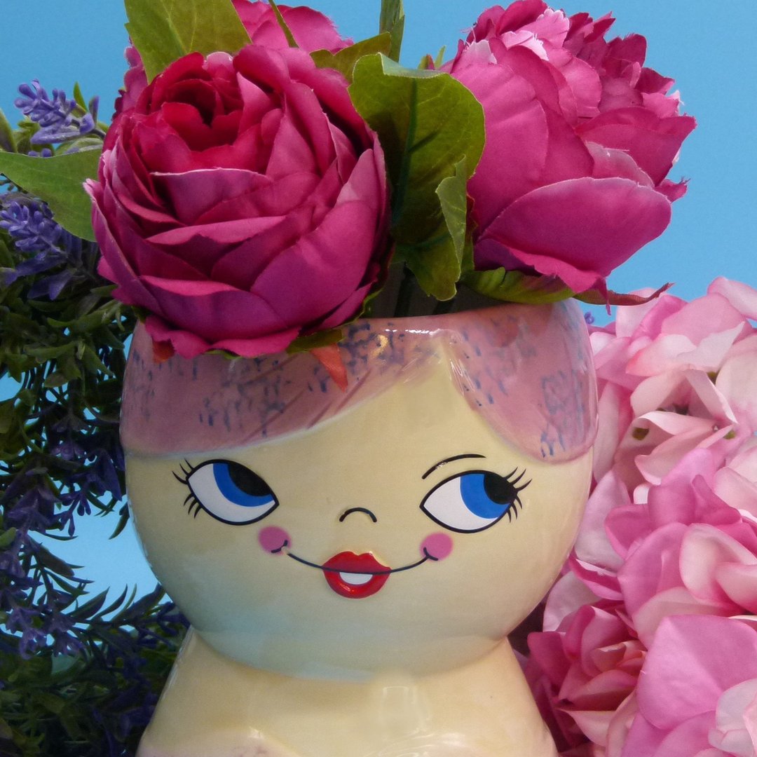 Blumentopf - Pflanztopf - Übertopf - Kräutertopf - Vase - Blumenvase - Frauenkopf - Gesicht - Nana
