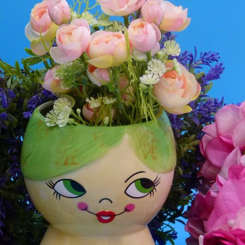 Blumenvase - Vase - Blumentopf - Pflanztopf - Übertopf - Kräutertopf - Frauenkopf - Gesicht - Nana