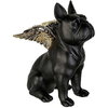 Dekorationsfigur ❤ Französische BullDogge BULLI SCHWARZ mit goldenen Engelsflügeln ❤