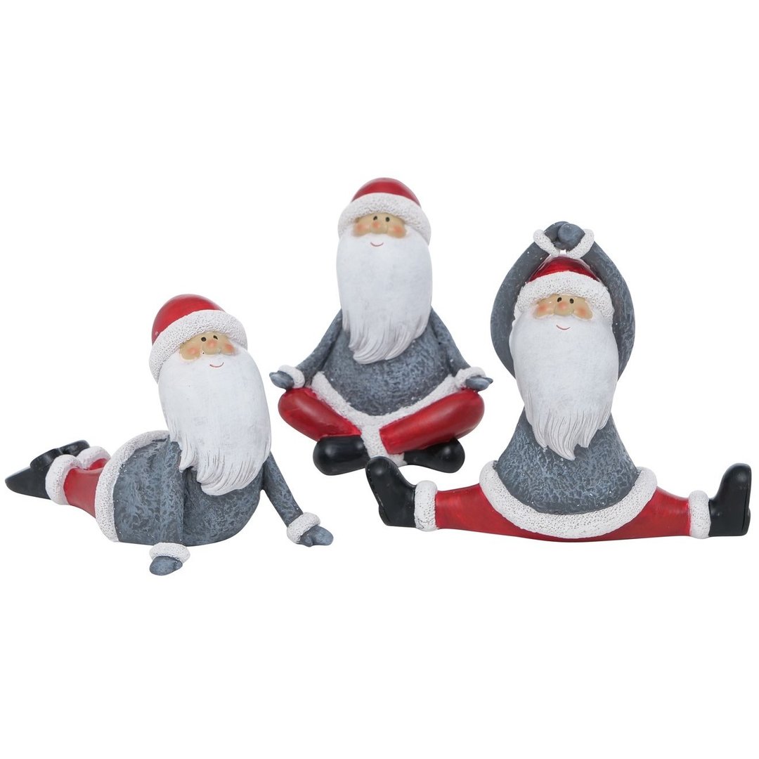 3-er SET! Yoga-Santas YogaFiguren Dekorationsfiguren 3 Weihnachtsmänner beim Yoga Pilates Sport