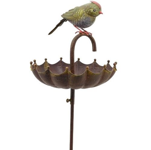 Vogelfutterstelle Vogeltränke Vogelbad aus Metall ❤ Vögelchen mit Schirm ❤