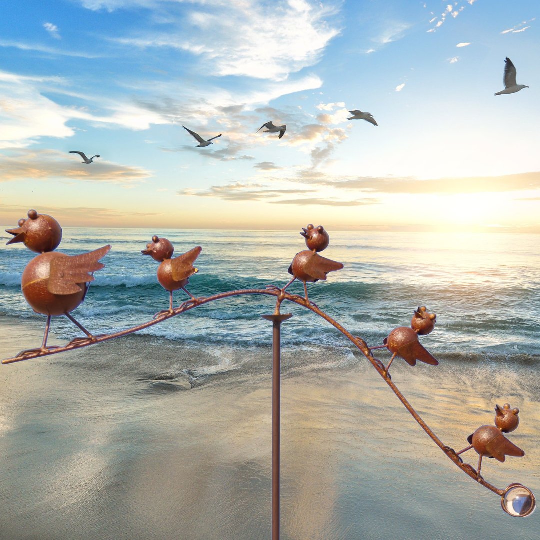 Windspiel Metall | Gartenpendel | Gartenstecker ❤ verrückte Vögel ❤ Familie Piepmatz ❤