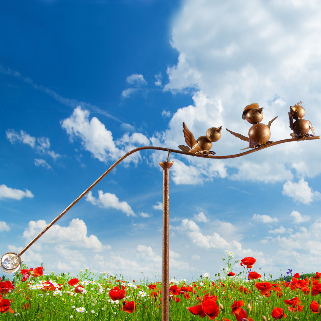 Windspiel Metall Gartenstecker Gartenpendel  ❤ verrückte Vögel ❤ Familie Piepmatz ❤