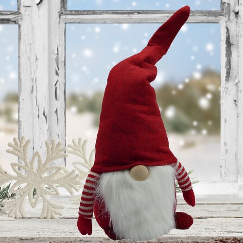 Weihnachtsdekoration Dekofigur Türstopper ❤ roter Wichtel mit Bart ❤ Santa Zwerg