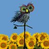 Gartendekoration Gartenstecker Gartenkunst aus Metall ❤ verrückte Eule Uhu Vogel ❤