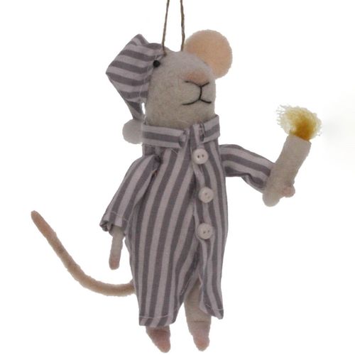 ❤ Filzmaus im Pyjama mit Kerze  ❤ Mäuschen im Schlafanzug ❤ Filzmäuschen ❤ Dekorationsfigur