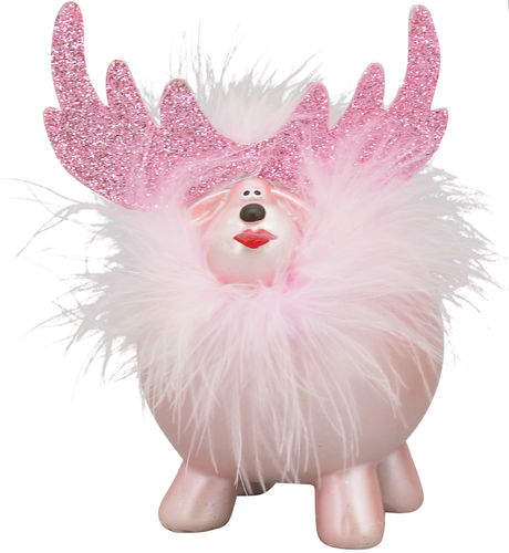 Weihnachtsdeko Dekorationsfigur Wohndeko Ladendeko ❤ pinker  HIRSCH mit Glitter ❤